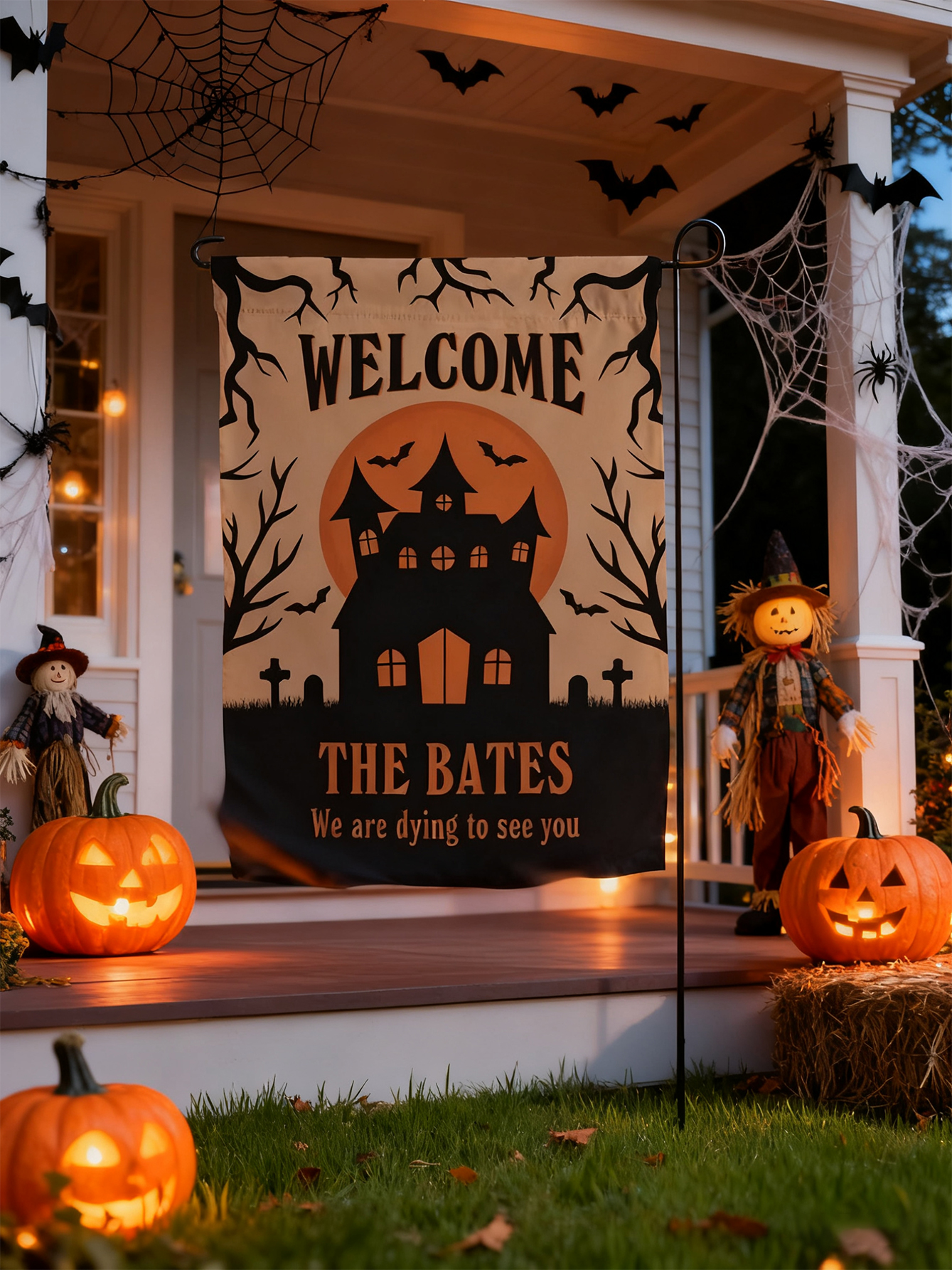 Custom Halloween Haunted House Garden Flag